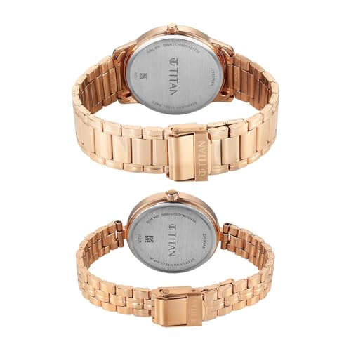 Image of Titan Bandhan Eternal Pair Analog with Silver Dial Rose Gold Stainless Steel Strap Watch for Couples - 19692969WM01