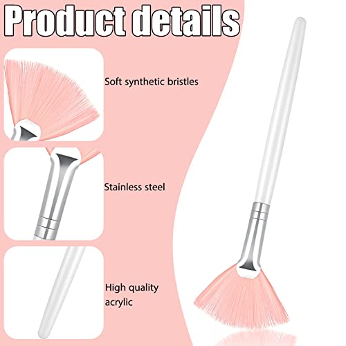 14 Pieces Fan Brushes Facial Applicator Brush Soft Fan Brushes Acid Applicator Brush Cosmetic Makeup Applicator Tools For Mud Cream (Pink) #TOP4