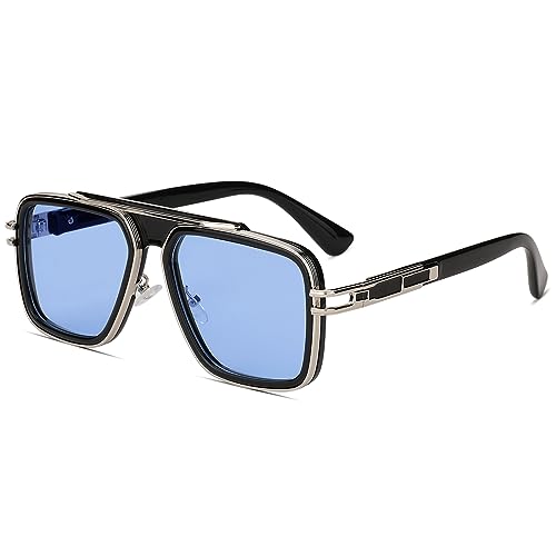 Image of Freckles Mark Trendy Retro Sunglasses for Men Women Stark Vintage Shades 70s Italian Fashion Square Metal Glasses