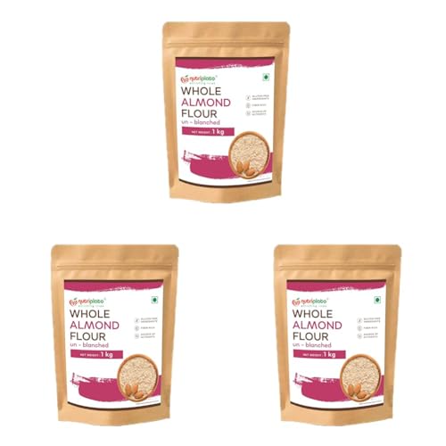 Image of Nutriplato-enriching lives Unblanched Almond Flour, 1 Kg (Pack of 3)