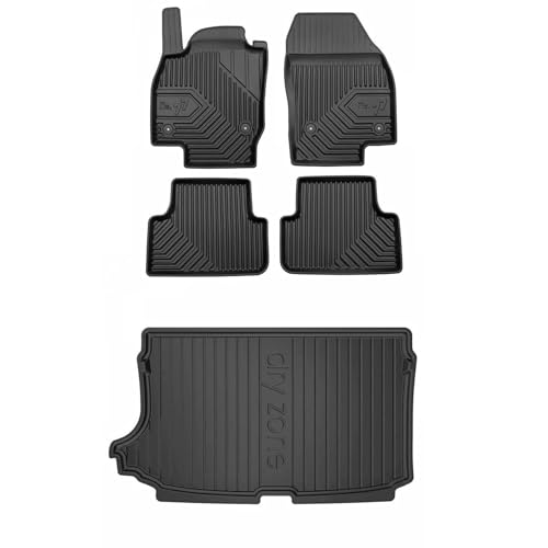 MOTOS Kit de tapis de voiture et de tapis de coffre en caoutchouc pour Volkswagen T-Cross depuis 2018 Améliorez votre confort de voyage avec tapis antidérapant voiture 3D- Tapis de sol voiture tous te