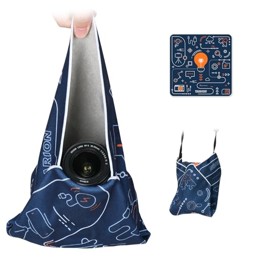 TARION Camera Lens Wrapping Protecter- Self-Adhesive Camera Wrap Dustproof Magic Cloth for Photographers Lightweight Foldable Wrapper for DLSR SLR Lens Camera Accessories 14.6x14.6(37x37cm) Eureka