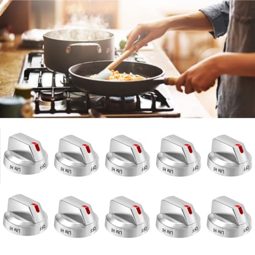 SYLPHID DG64-00473A Stove Knobs Compatible with Samsung Oven Stainless Steel Gas Range Knobs Replacement NX58F5700WS NX58H5600SS NX58H5650WS NX58J7750SS(5)