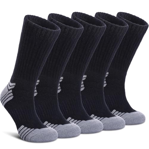 Merino Wool Hiking Socks for Women Men Thermal Winter Warm Boot Socks Athletic Work Cozy Cushion Socks 5 Pairs