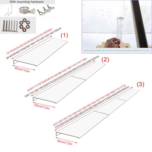 Auvent de porte d'entrée anti-chocs avec toile en polycarbonate de 3 mm de protection UV - 6