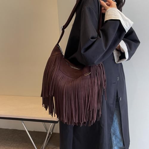 Women Vintage Suede Fringe Hobo Bag Tote Shoulder Bag Crossbody Bag and Hippie Western Cowgirl Purse Shoulder Bag2