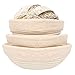 Semoic Cestini da Lievitazione Rotondi, 3 Cestini da Lievitazione per Il Pane, Rattan Naturale (Circa 20, 22, 25 Cm) con Inserto nel Lino