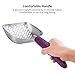 WePet Cat Litter Scoop, Aluminum Alloy Sifter, Kitty Metal Scooper, Deep Shovel with Diagonal Sifting Hole, Long Handle, Kitten Poop Lifter for Litter Box, Medium Size, Violet Handle