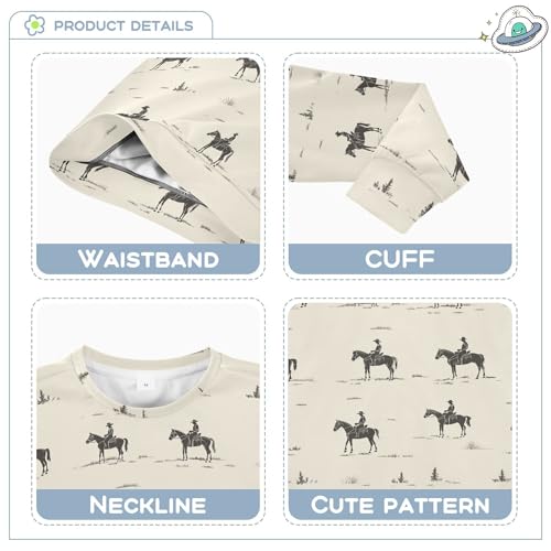 JUNZAN Western Cowboy Horse Wilderness Little Girls Sweatshirts Hoodies Crewneck Outerwear for Kids Athletic 4T3