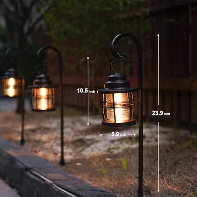 GOODSMANN Landscape Lighting Low Voltage Outdoor 1PK Hanging Path Light 1.1W LED 32 Lumen 2900K Warm White Metal Dual Use Shepherd Hook Pathway Lights Wired 12V AC Sidewalk Light with Cable Connector