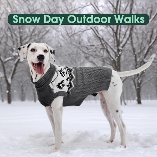 Kuoser Hundepullover Winter Strickpullover für Hunde, Weicher Warmer Hundepulli, Hundekleidung für Große Hunde, Grau XL