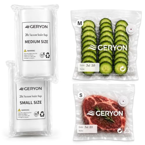 GERYON Vacuum Sealer Bags for Food, 40 Pack Reusable Vacuum