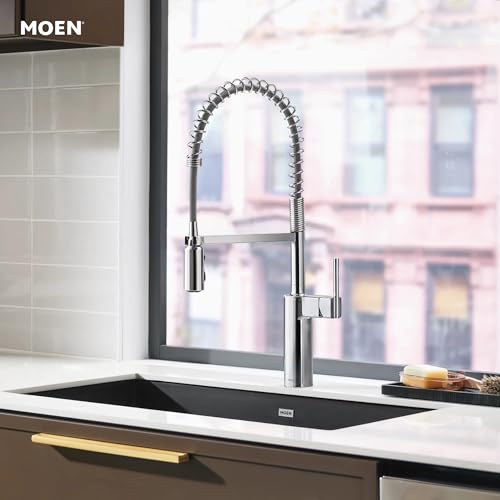 Moen Inara Chrome One-Handle Pre-Rinse Spring Pulldown Kitchen Faucet with Power Boost,87863 by Moen - Image 2