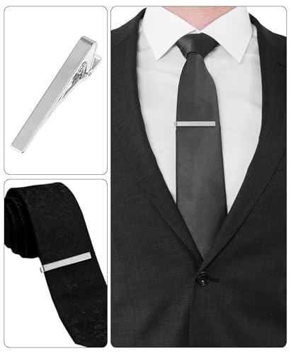 image for vivinin 5P Tie Clips For Men, 5 Different Classic Tie Bar, Stainless S