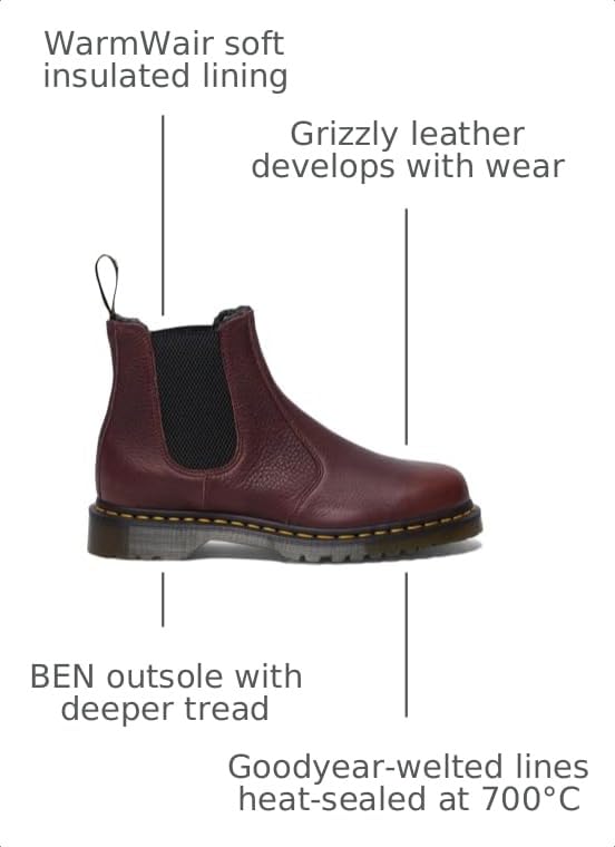Image of Dr. Martens unisex-adult 2976 Warmwair Grizzly Leather Chelsea Boots