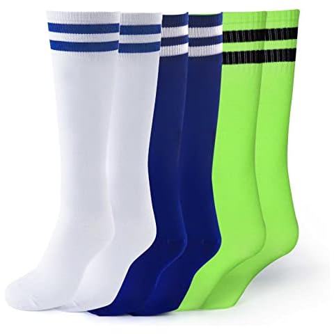 Draftor 3 Pairs Kids Football Socks Boys Long Football Socks Breathable Thin Sports Accessories Socks for Soccer Basketball Rugby Hockey Running and Training for Children Boys Girls Teens(3 Colors) Cover
