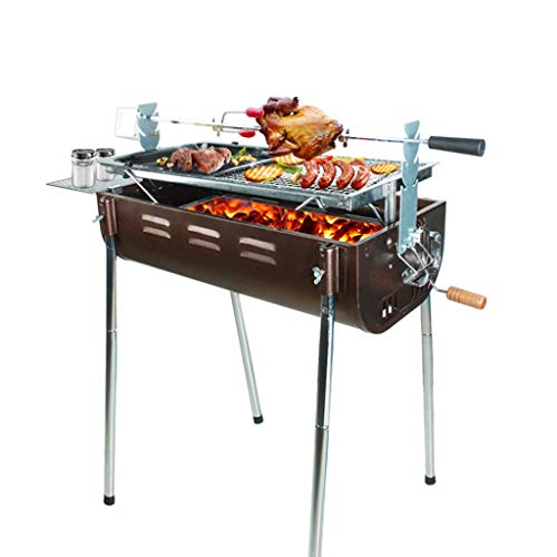 Barbecue BBQ grill large grill charcoal tools outdoor camping beach portable BBQ tools rotating grill suitable for 5 or more people Smokeless (Color : Black, Size : 80 * 35 * 30/75cm)