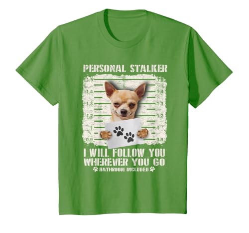 Personal Stalker Chihuahua Dog Arrested Jail Photo Funny T-Shirt, Youth, Grass Green, 2T