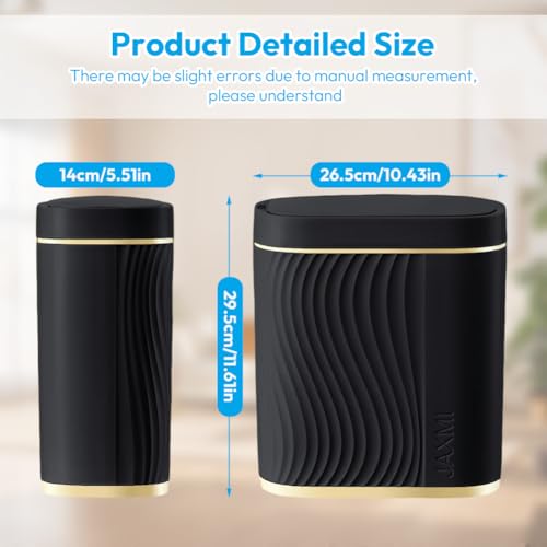 Peelanmall Mülleimer mit Sensor 8L Badezimmer Mülleimer,Automatischer Mülleimer mit Deckel Mülleimer Schmal - Geeignet für Bad, Küche, Wohnzimmer, Schlafzimmer (Schwarz)