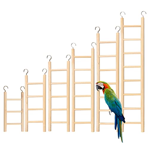 URROMA 6 Pcs Parrot Step Ladders, 6 Sizes Wooden Bird Ladder for Cage