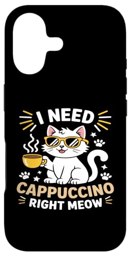 I Need Cappuccino Right Meow 炵L̃R[q[ X}zP[X iPhone 17 p