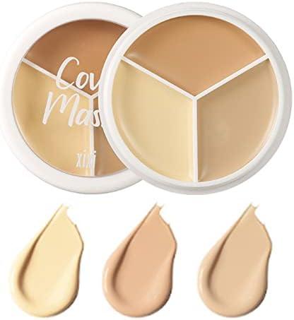 isoson Tri-color Cream Concealer Contour Palette, Full Coverage, Waterproof Long-Lasting, No Smudge, 3D Contour Cream Makeup Palette, Travel Size Makeup Pallet