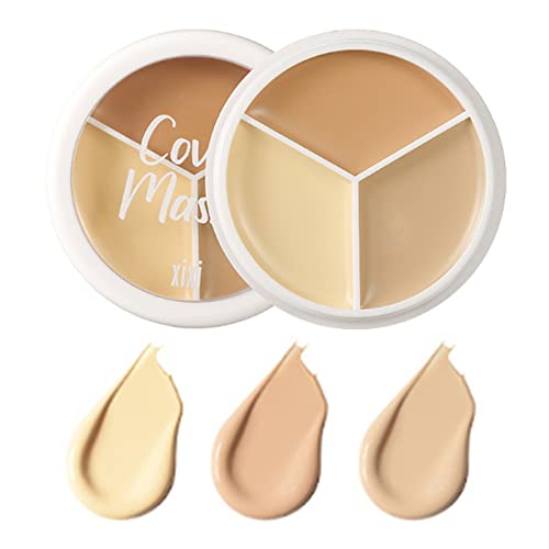 Tri-color Cream Concealer Contour Palette, Full Coverage, Waterproof Long-Lasting, No Smudge, 3D Contour Cream Makeup Palette, Travel Size Makeup Palette