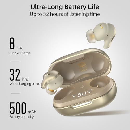 Image of TOZO Golden X1 Wireless Earbuds Balanced Armature Driver and Hybrid Dynamic Driver, Bluetooth Headphones OrigX Pro, LDAC & Hi-Res Audio Wireless, Noise Cancellation Headset Champagne