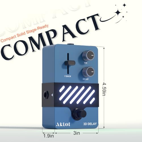 Image of AKLOT Delay Guitar Effect Pedal: Delay Pedal with Responsive Controls, True Bypass Compact Metal Pedal for Electric Guitar, Ambient Echo, Solos & Live Performance, NEON EchoSphere