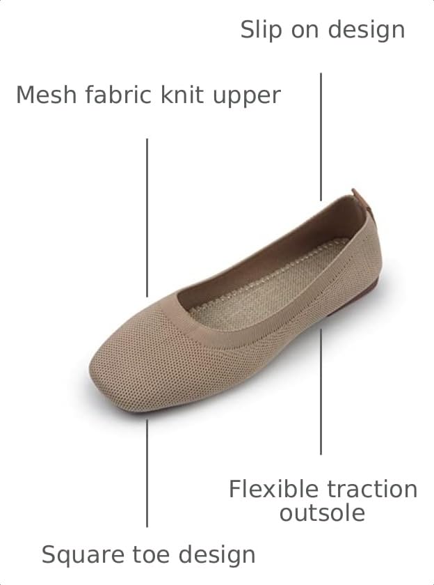 Image of RVROVIC Women Flat Shoes Knitted Lightweight Slip-on Loafers Breathabel Soft Comfortable Ballet Flats