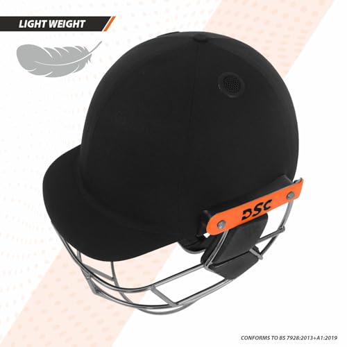 Image of DSC Empra Titanium BSI Approved Professional Cricket Helmet | BS7928 Certified Pro-Standard Hard Ball Helmet with Ultra-Light Titanium Grill & Advanced Shock Absorption | Color: Black | Size: L