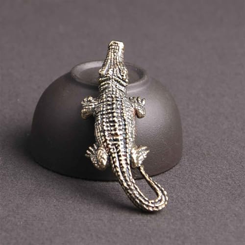 Figura pequeña cocodrilo en bronce para decoración de escritorio miniatura 4