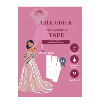 ARLICODECK body tape for women(36 Strip Pack), Tape for Clothes, Fabric Tape for Women Clothing and Body, All Day Strength Tape Adhesive, Invisible and Clear Tape for Sensitive Skins