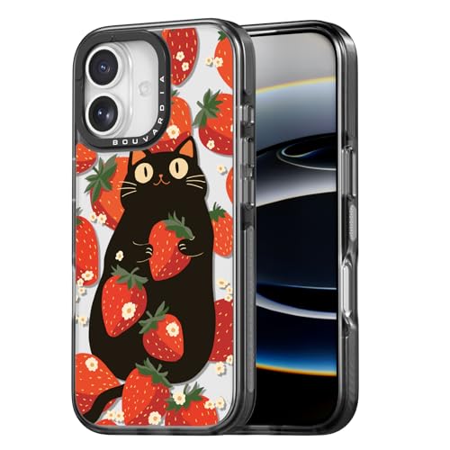 Bouvardia for iPhone 17 Case, Cute Girly Design for Women, Shockproof & Aesthetic, Cat & Strawberries