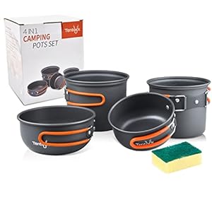 Tentock Camping Kochgeschirr Set Aluminium Kochset Outdoor Ultraleicht Camping Topf Pfanne Set Tragbar Camping Geschirr…