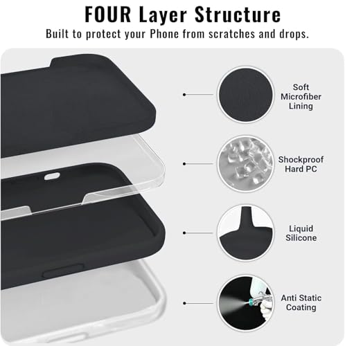 Image of Liquid Silicone Back Case Cover for Realme 12X 5G / Realme 12 5G - Flexible With Inner Lining and Camera Protection (Black)