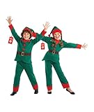 Fun Shack Disfraz Elfo Navidad Niño y Niña, Traje Duende, Disfraces para Carnaval y Halloween, XL