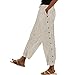 searsucker Pants for Women Womens Linen Cotton Blend Striped Pants Shorts Summer 2025 Casual Dressy High Waisted with Drawstring Waist Lightweight Khaki-1 3X-Large