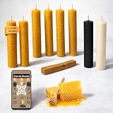 ME HECHIZAS TU® Kit Ritual Velas de Miel Pura de Abeja con Palo Santo - 8 Velas (6 Miel,1 Blanca) para Abundancia y Limpieza Energética - Artesanales con Guía Digital para Días 11 y 22