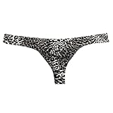 Mobarta Men's Leopard Thong Underwear Bikini Low Rise G-String Sexy Lingerie Briefs UnderPanties Bul