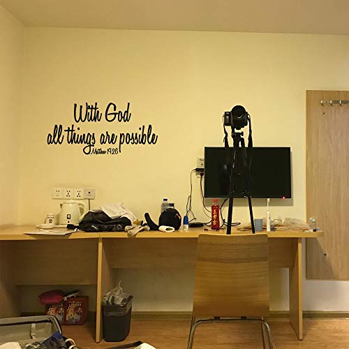 Zssz With God All Things Are Possible Matthew 19:26 Vinyl Wall Decal Religious Home Décor Christian Quote Wall Sticker Handwriting Art Letters Bible Scripture #TOP3