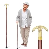 Bastón De Madera con Mango de Vintage Antiguo de Gancho Oro Finalizar Hecho A Mano Ligero Decorativo Regalo Ideal para Hombres Mujeres Y Mayores Adultos 36 Pulgadas