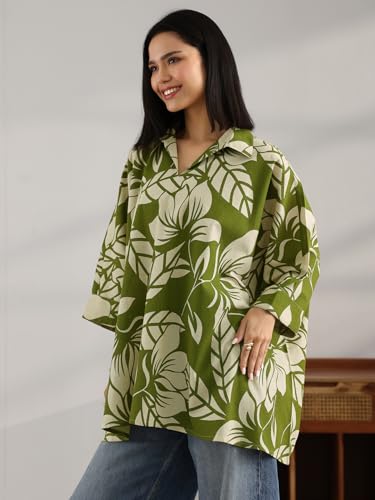 Image of Libas Printed Cotton A Line Kurti Suit
