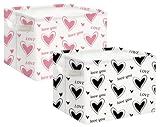 TIBAOLOVER Mini Storage Basket（Pack of 2） Small Storage Bins for Makeup, Book, Baby Toy,Office Home Decor Canvas Desktop Organizers Bag(Valentines Basket) (Tools & Home Improvement)