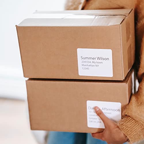 Blank Labels Address Barcode Shipping Labels, 4" X 3.33" (4 X 3-1/3) Permanent White Matte Label, Inkjet And Laser Printer Guaranteed Made In Usa, 6 Labels Per Sheet- 100 Sheets - 600 Labels #TOP3