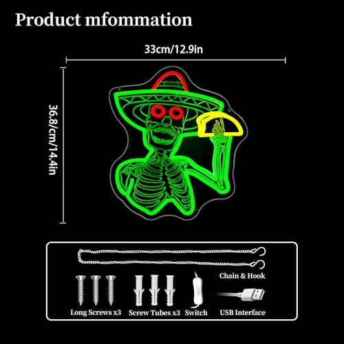 Image of Skull Neon Sign Led Sign Neon Signs for Wall Decor Neon Lights