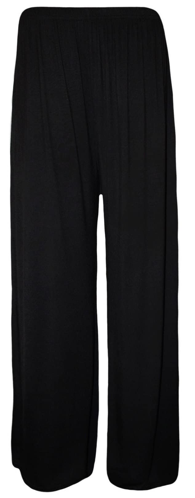 Crazy Girls Girls Black Plain Crazy Womens Plain Palazzo Leopard Print Wide Leg Flared Trousers Pants (24-26, )