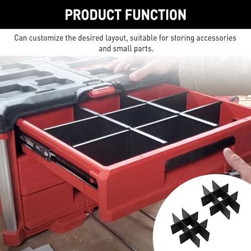 LEDBarz 2025 Upgrade 48-22-8472 Packout Divider/Organizer for Milwaukee Packout 2 Drawer Accessorie,Fit for Milwaukee Tool Box,2-PACK Black. - Thumbnail 7
