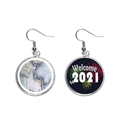 Pendientes de tinta abstracta un regalo artístico de plata con diseño de acuarela M