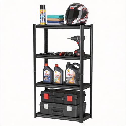 Notmise 4-Tier Metal Garage Shelving Heavy Duty Adjustable Storage Shelves 2000lbs Capacity Steel Shelving Units Tool Rack Corner Shelf for Heavy Equipment and Tools (15.7